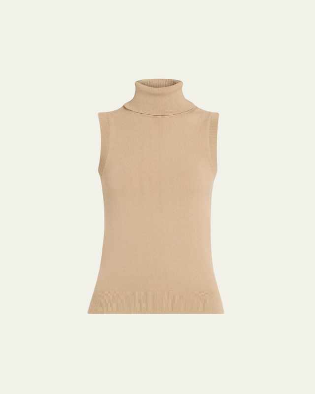 Sleeveless Cashmere Turtleneck