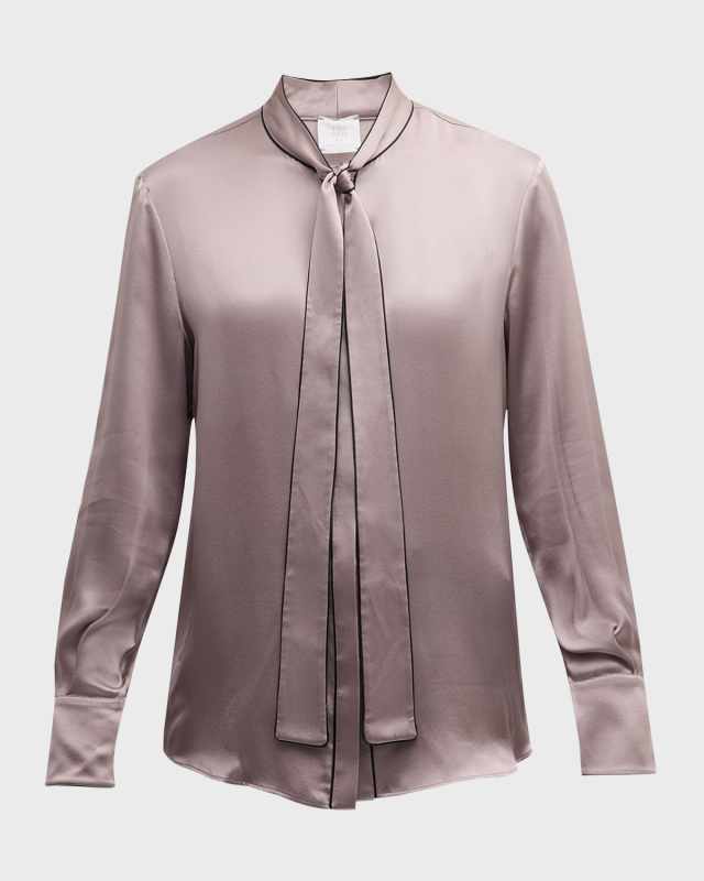 Tie-Neck Silk Shirt