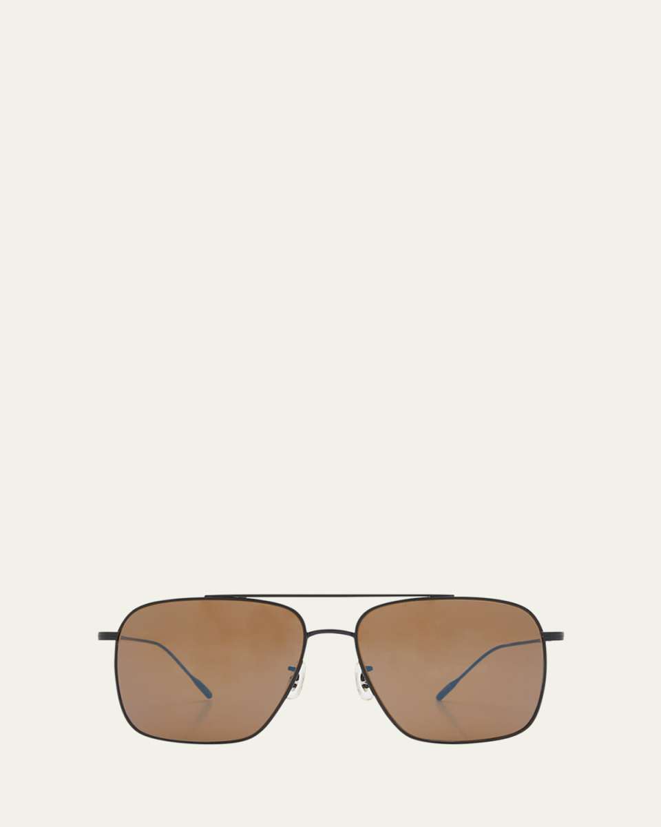 Brown Titanium & Crystal Aviator Sunglasses