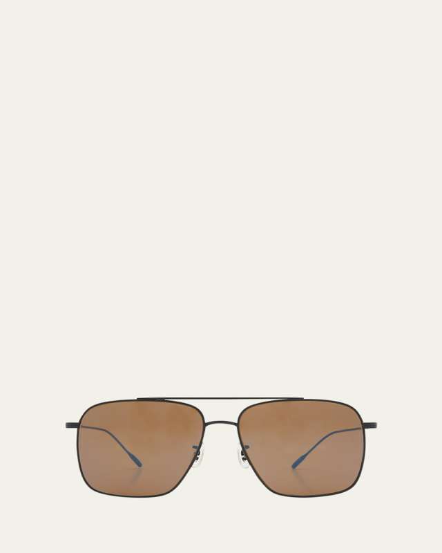 Brown Titanium & Crystal Aviator Sunglasses