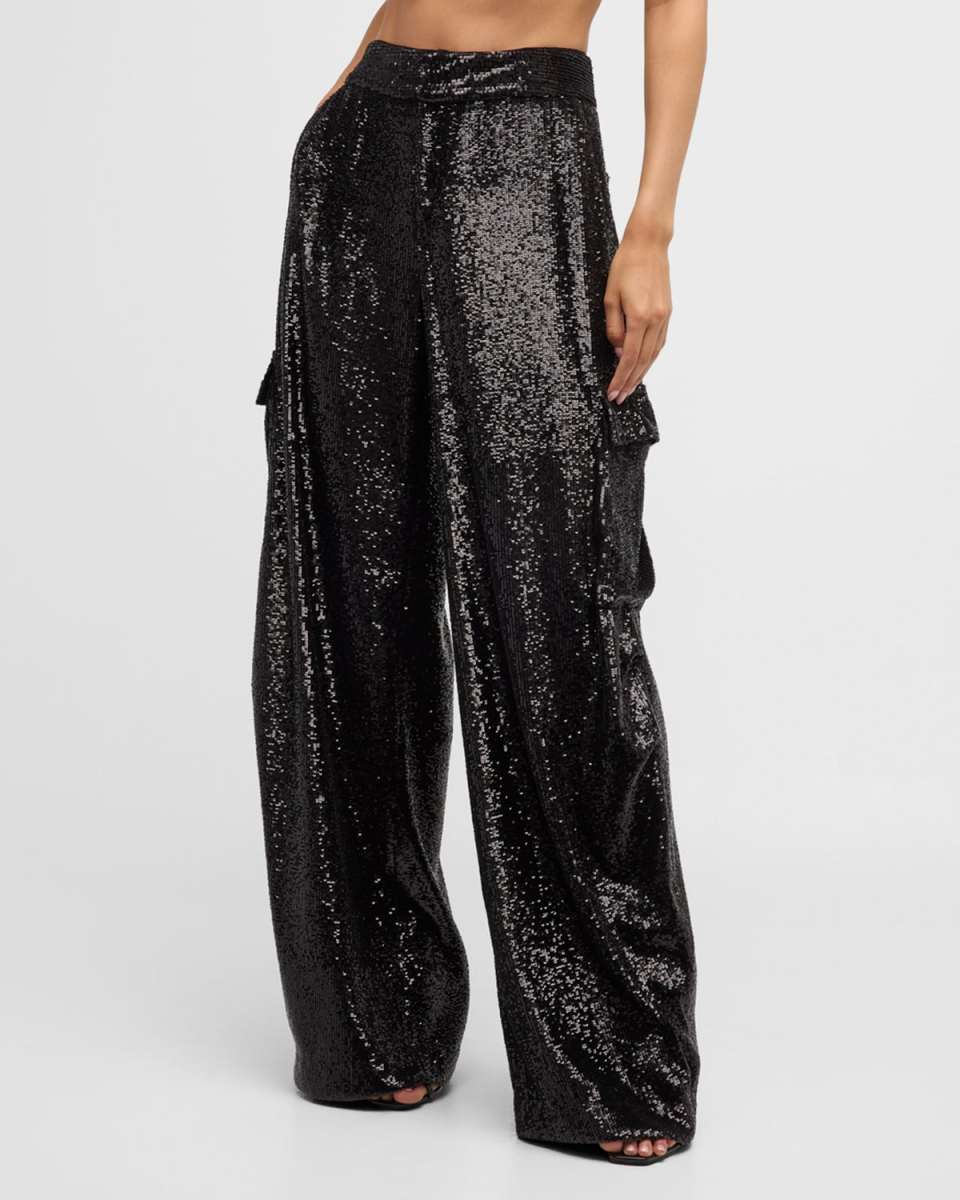 Megan Sequin Wide-Leg Pants