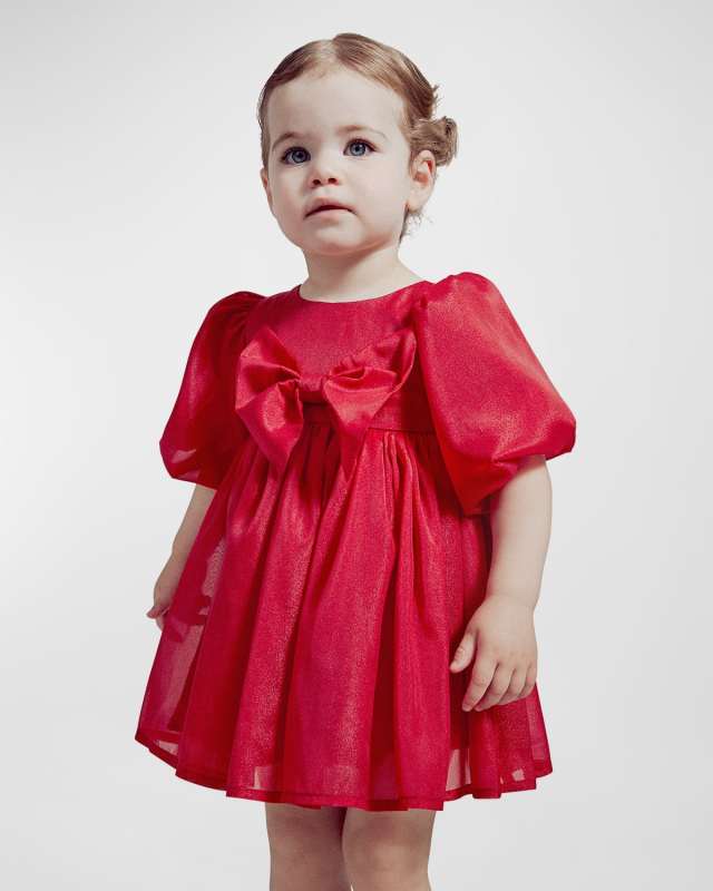 Girl's Mercer Puff Sleeve Mini Dress, Size 6M-3