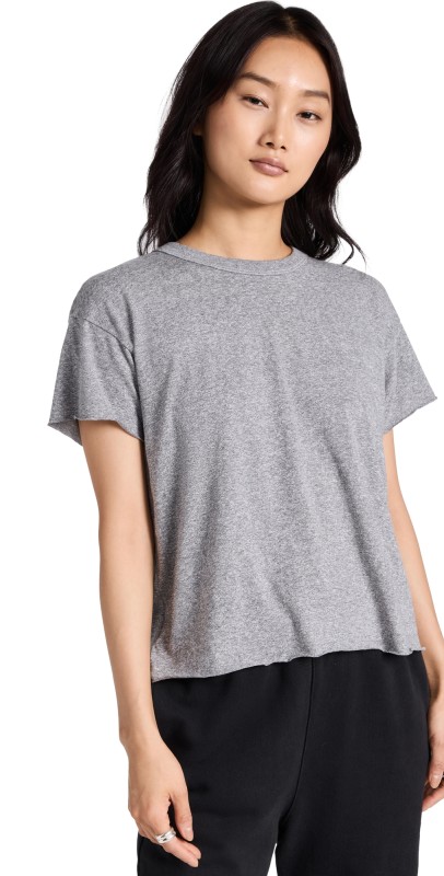 THE GREAT. The Crop Tee Heather Grey