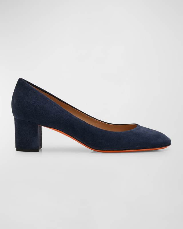 Suede Block-Heel Pumps