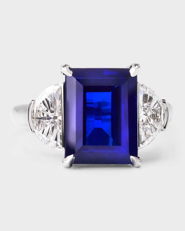Estate Cerro Platinum AGL Sapphire and Diamond Ring, Size 5.5