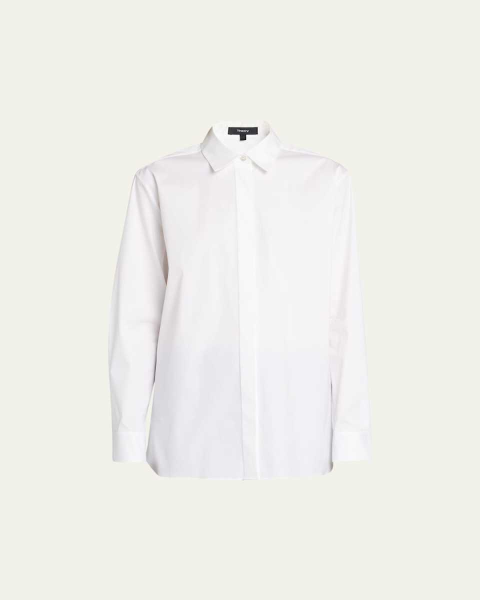 Classic Button-Front Boyfriend Shirt