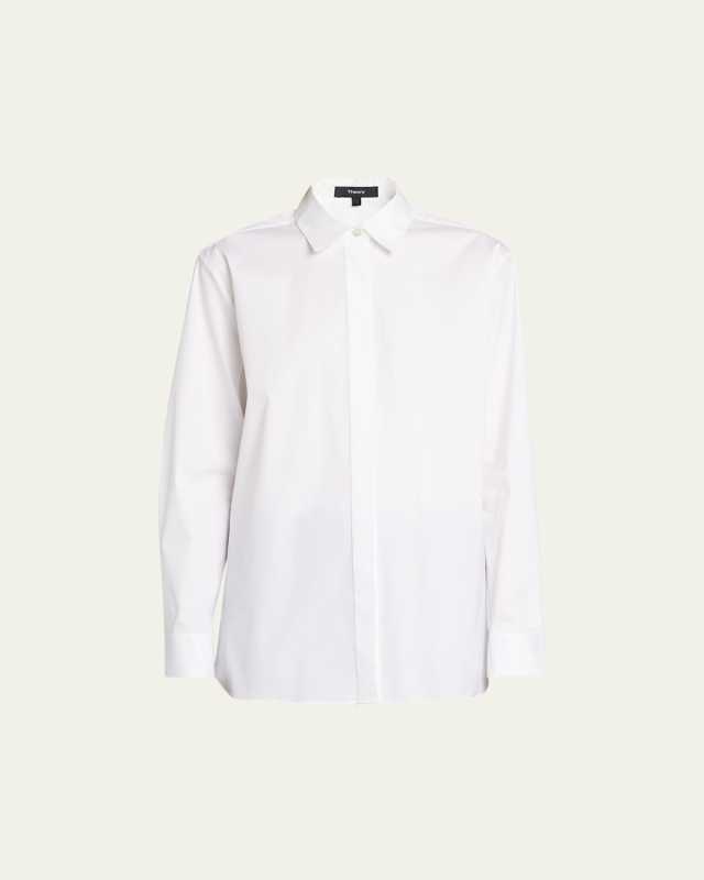 Classic Button-Front Boyfriend Shirt