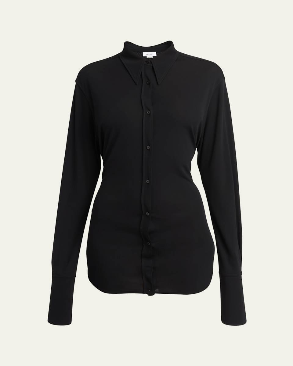 Split Hem Button Down Blouse