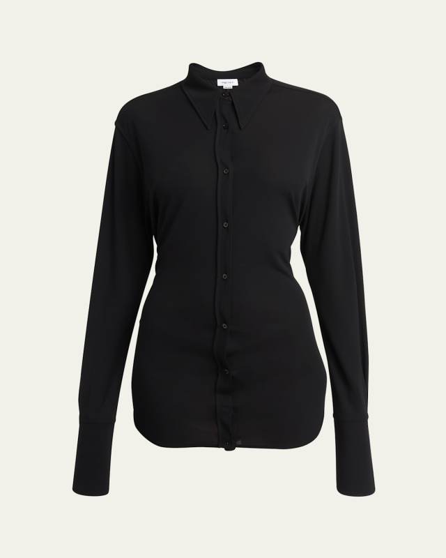 Split Hem Button Down Blouse