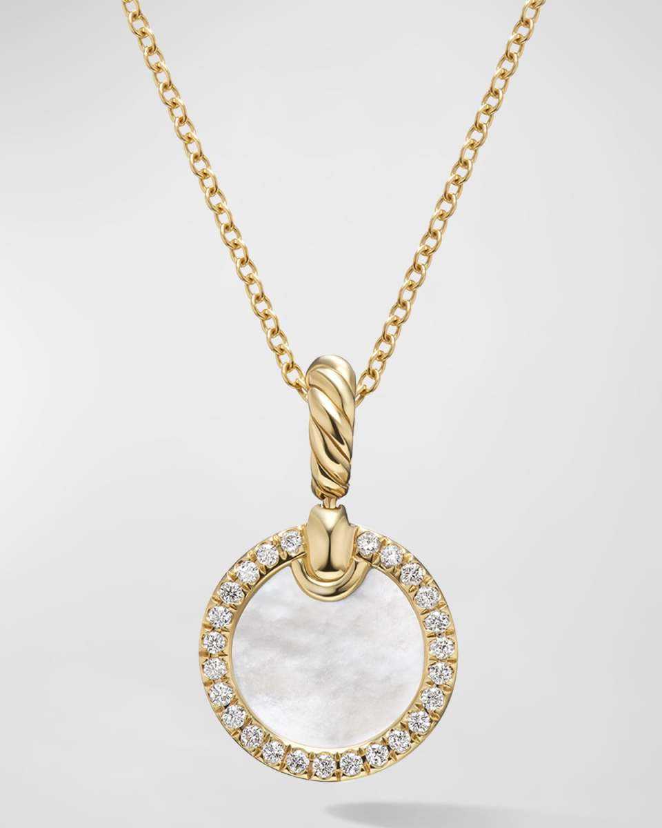 DY Elements Pendant Necklace with Gemstone and Diamonds in 18K Gold, 17.8mm, 16-18"L
