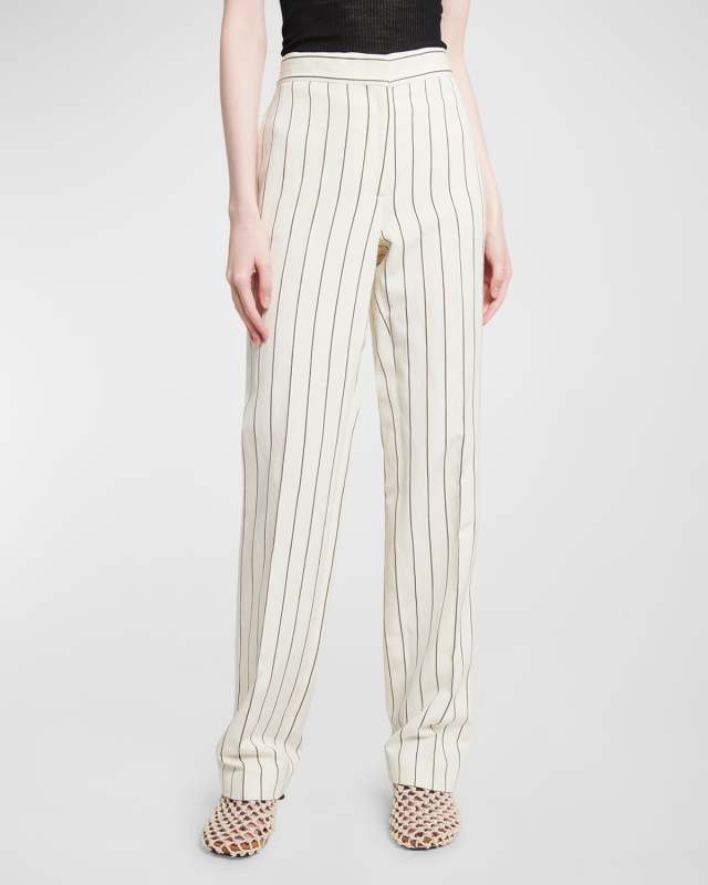 Stripe Straight-Leg Pants