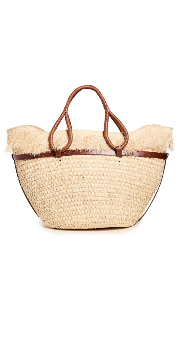 Johanna Ortiz Ecru/Brown Sienna Tropical Enclave Beach Bag ECRU/BROWN SIENNA