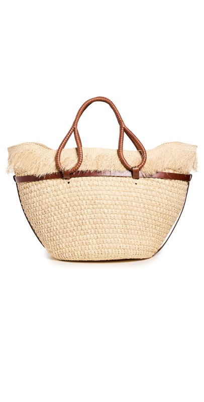 Johanna Ortiz Ecru/Brown Sienna Tropical Enclave Beach Bag ECRU/BROWN SIENNA