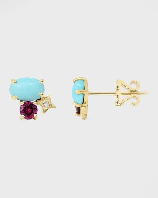 14K Star Gemstone Earring, Single