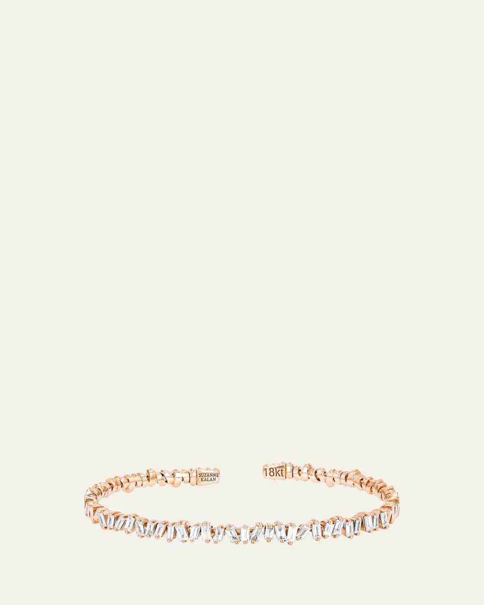 18K Rose Gold Classic Diamond Flexible Bangle Bracelet