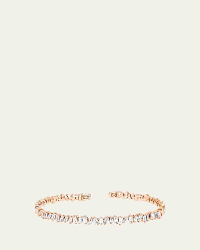 18K Rose Gold Classic Diamond Flexible Bangle Bracelet