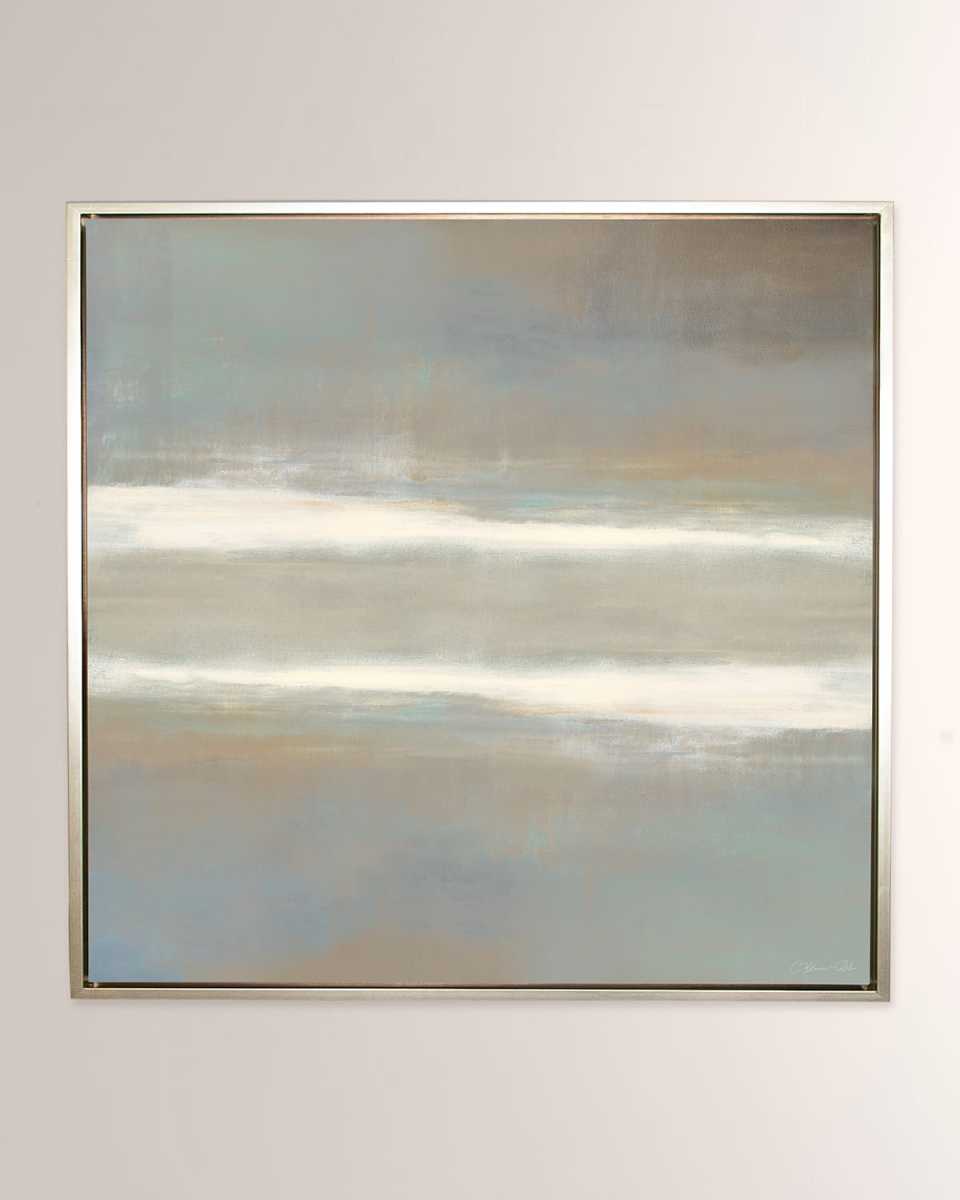 "Serene" Hand-Embellished Giclee, 30" Square