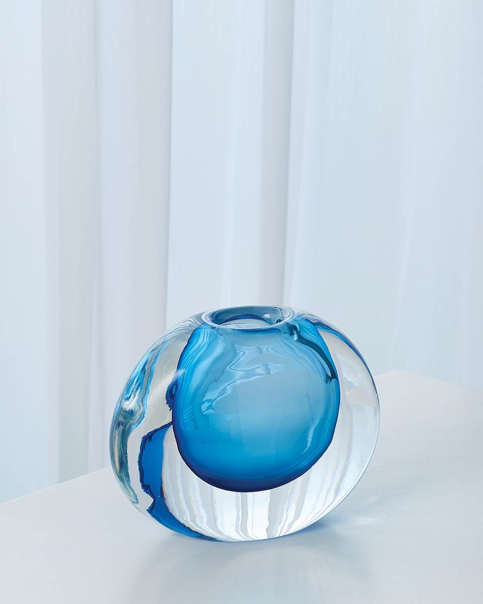 Off Set Round Vase - Light Blue