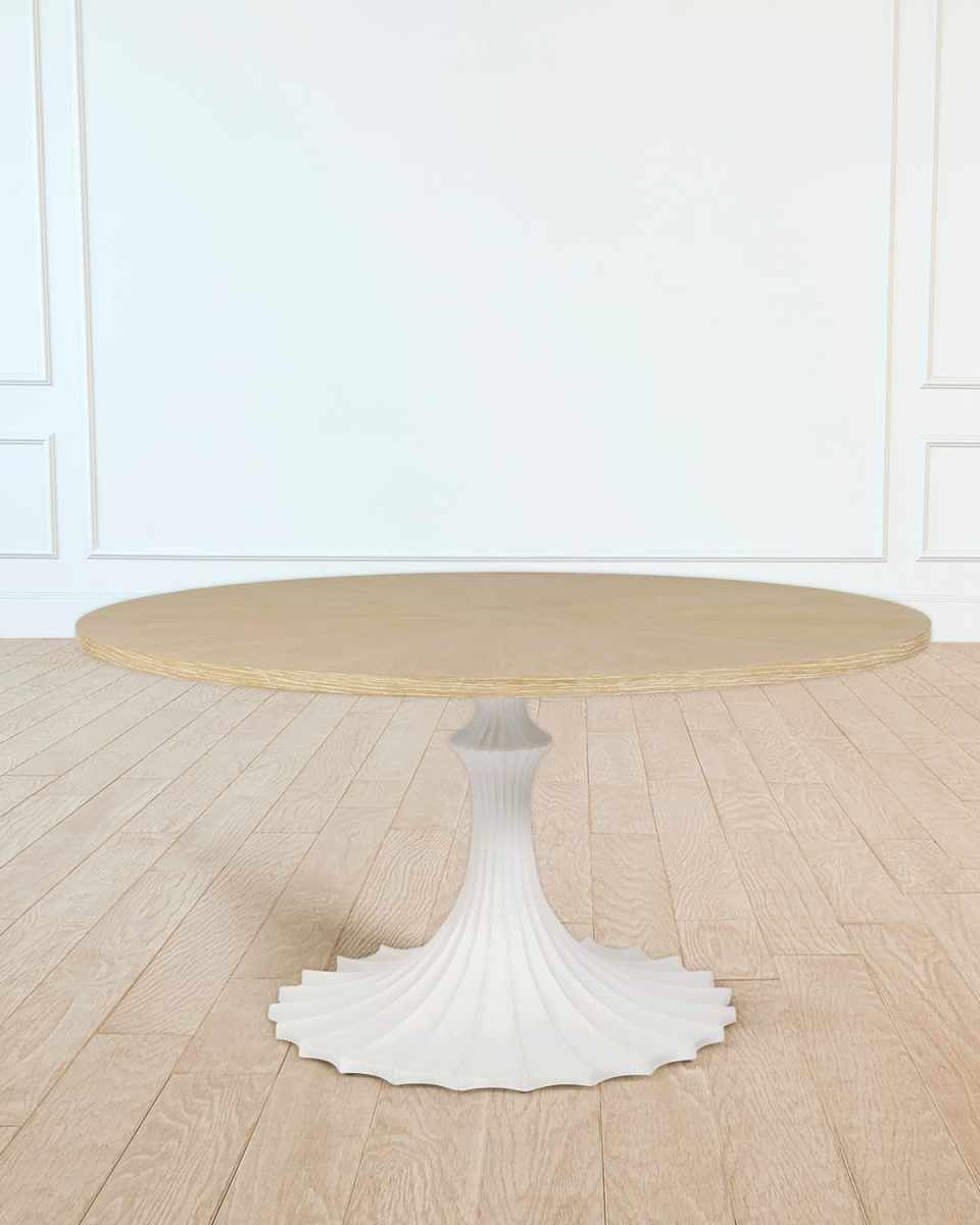 60" Cerused Oak Top Dining Table