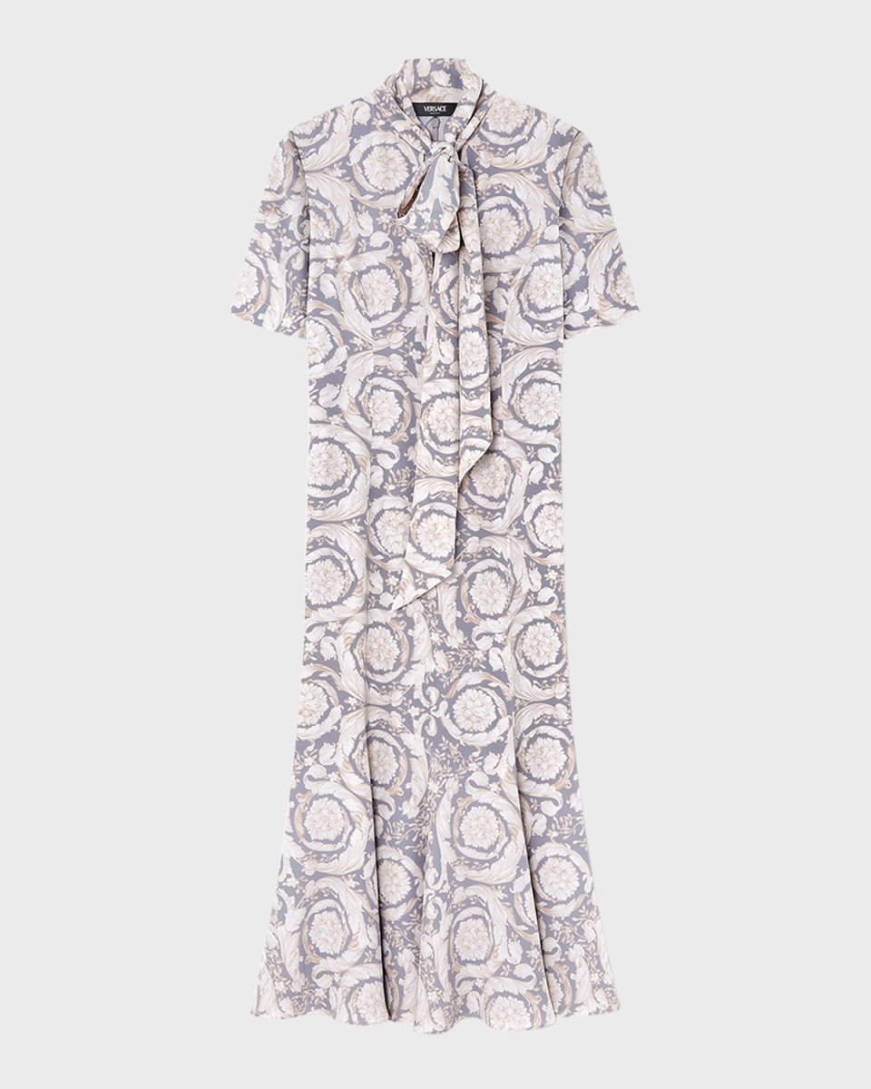Barocco Printed Crepe De Chine Dress