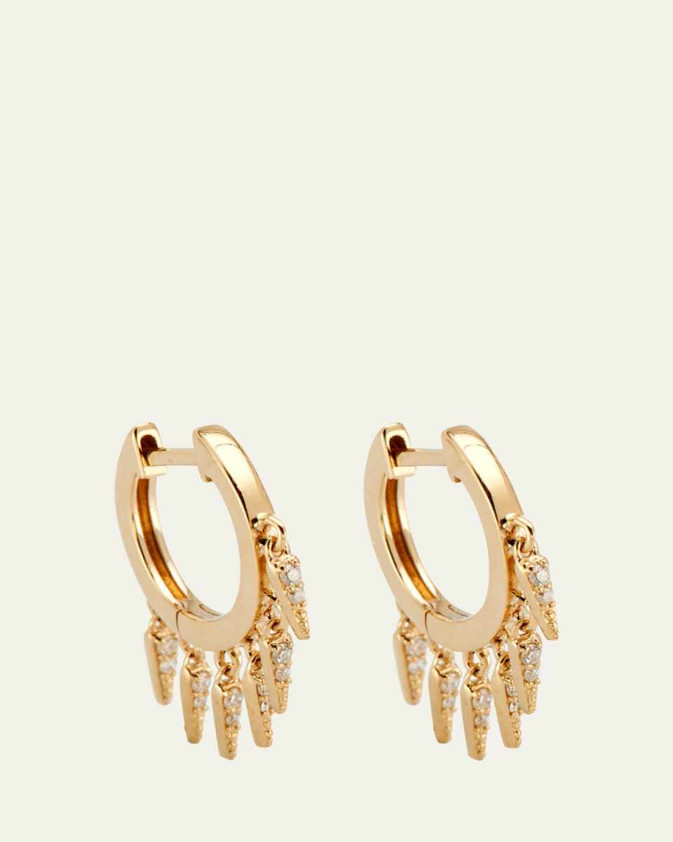 14k Diamond Fringe Huggie Hoop Earrings