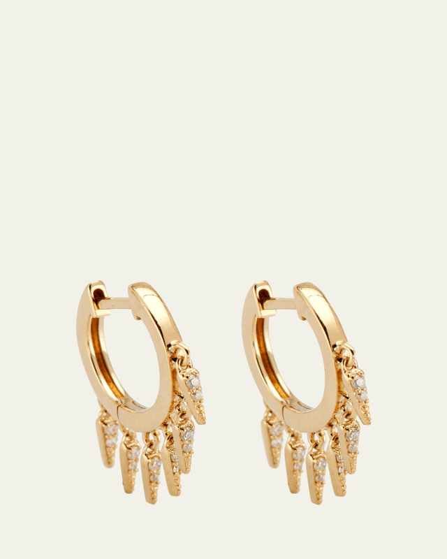 14k Diamond Fringe Huggie Hoop Earrings