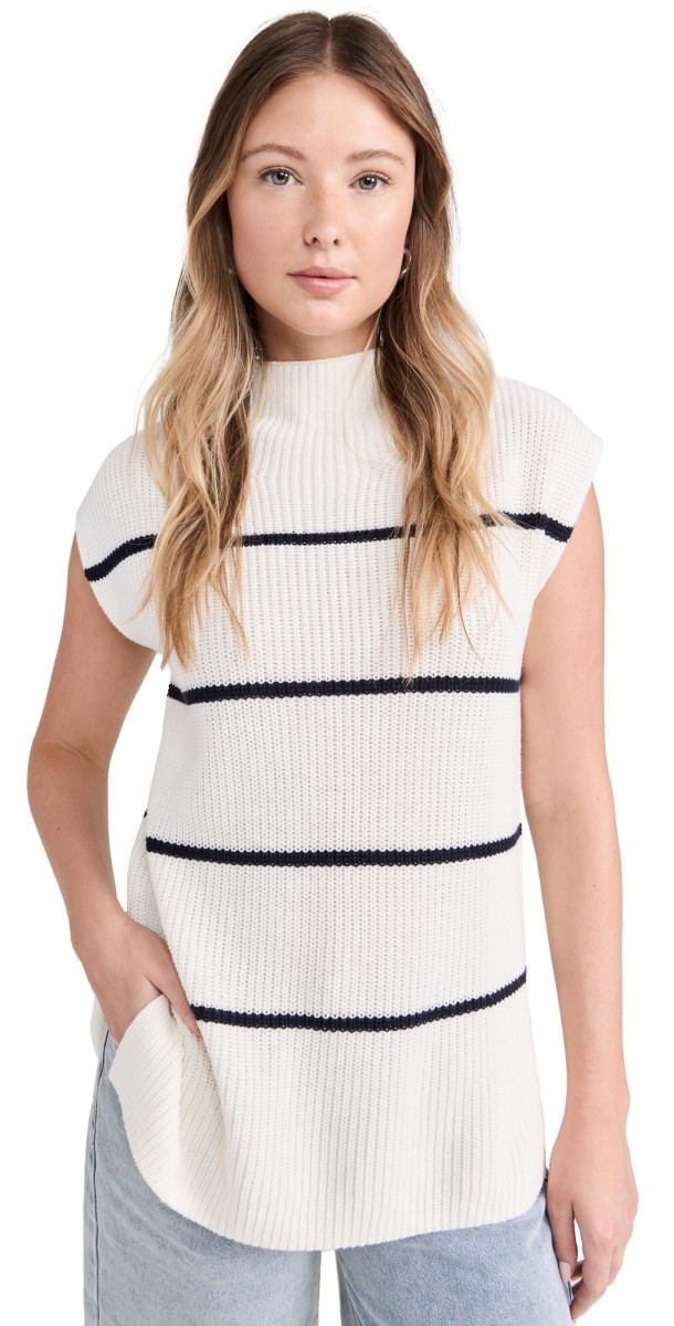 RAILS Etta Sweater Vest Ivory Navy Stripe