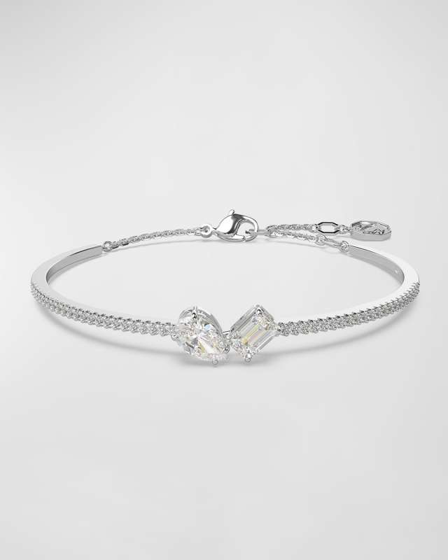 Mesmera Rhodium-Plated Crystal Bangle Bracelet