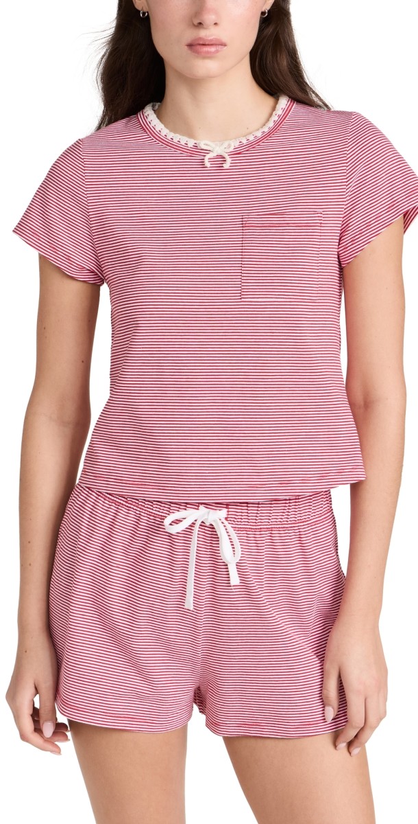 Sea Short PJ Set Red & White