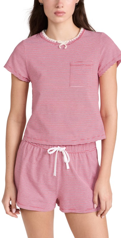 Sea Short PJ Set Red & White