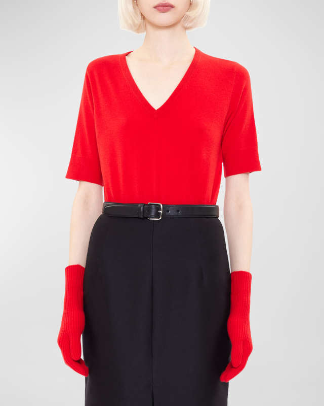 Zinnia Cashmere Short-Sleeve Sweater