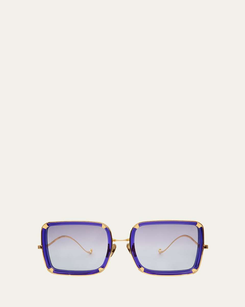 White Moon Mixed-Media Square Sunglasses