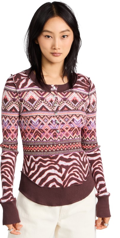 FP Movement Rally Printed Layer Top Zebra Fairisle