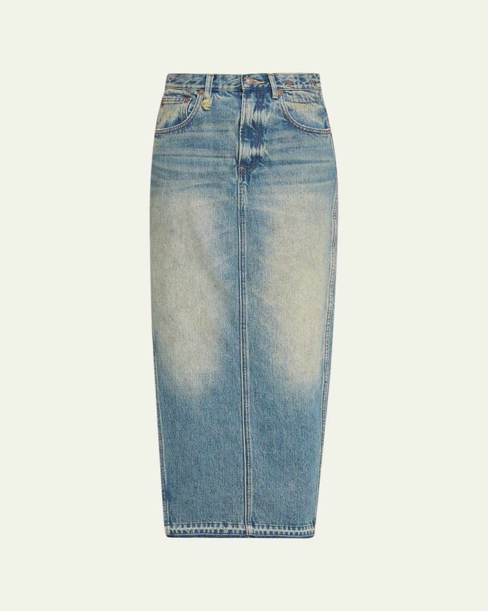 Side Slit Denim Skirt