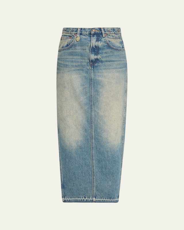 Side Slit Denim Skirt