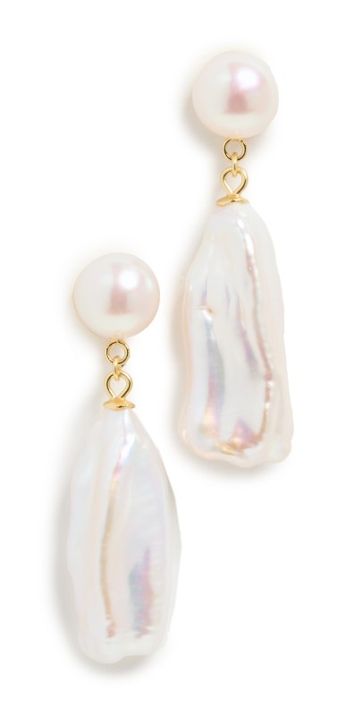 SHASHI Romy Earrings Gold/Pearl