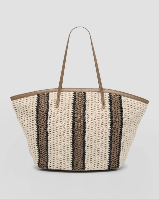 Striped Crochet Tote Bag