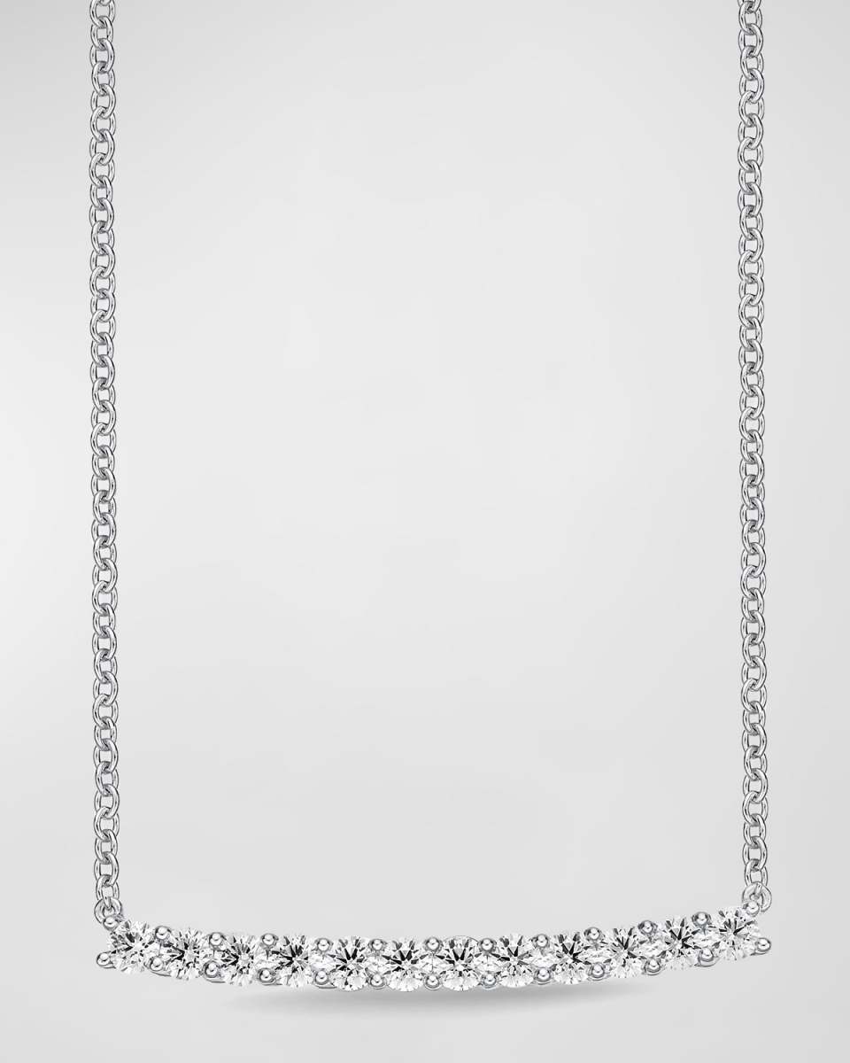 18k White Gold Diamond Bar Necklace, 18"L, 0.75tcw