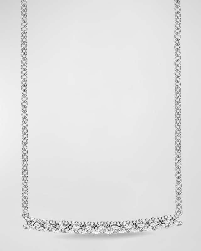 18k White Gold Diamond Bar Necklace, 18"L, 0.75tcw