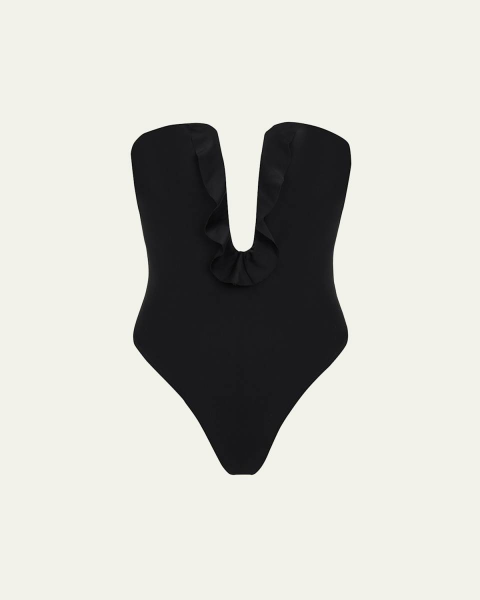 Solid Chris Brazilian Bandeau One-Piece Swimsuit