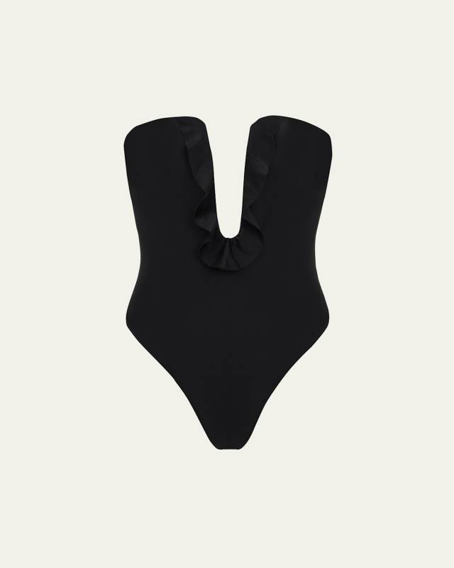 Solid Chris Brazilian Bandeau One-Piece Swimsuit