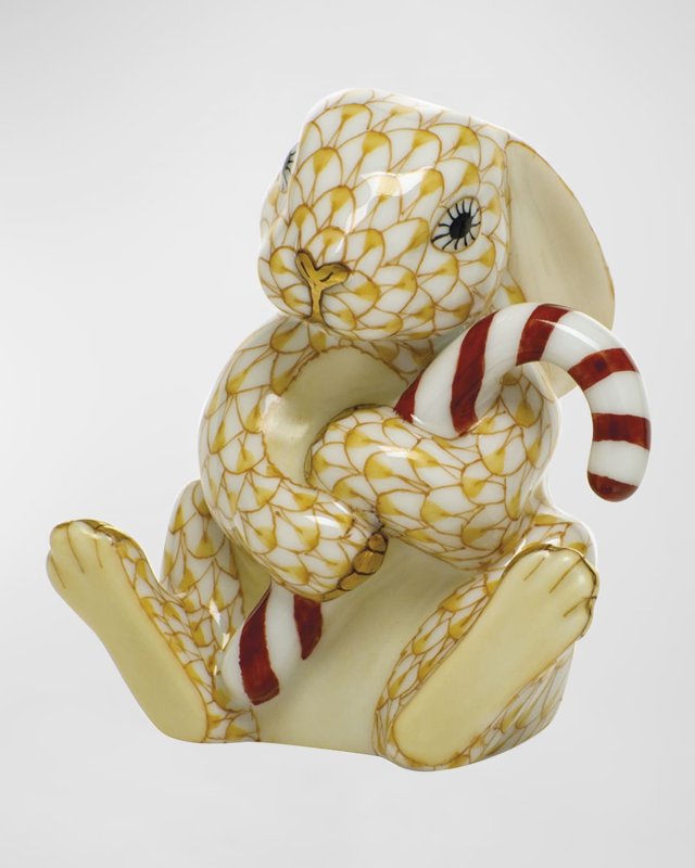 Candy Cane Bunny Figurine