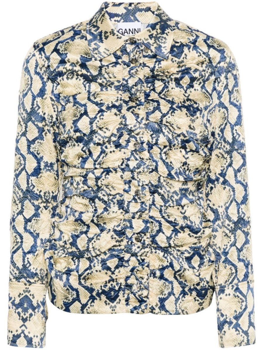 snake-print satin shirt