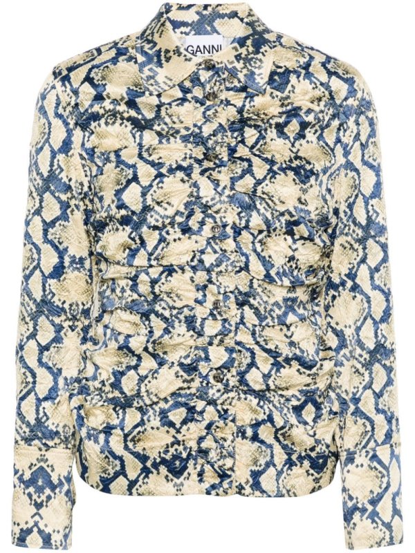 snake-print satin shirt