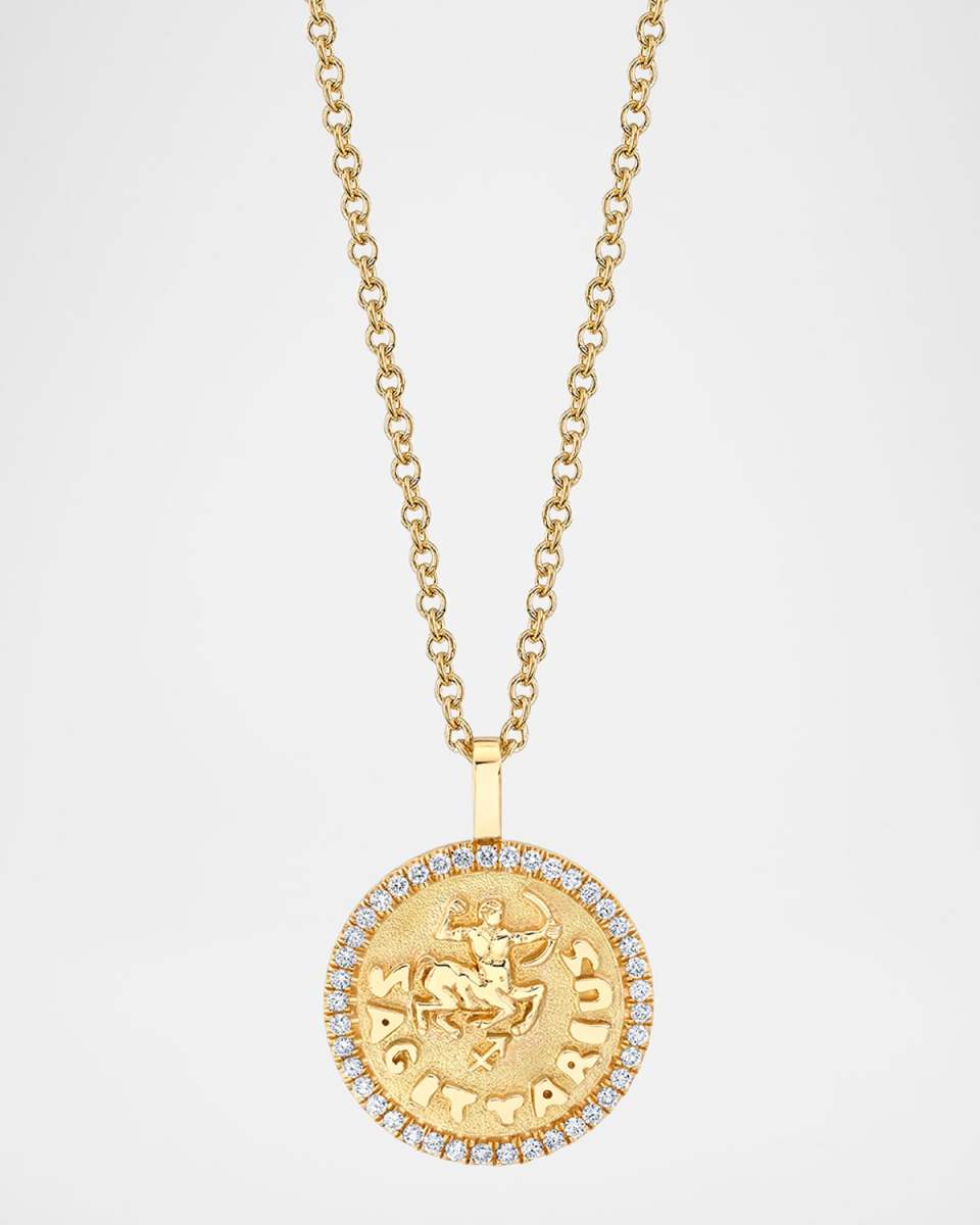 18K Yellow Gold Sagittarius Diamond Necklace