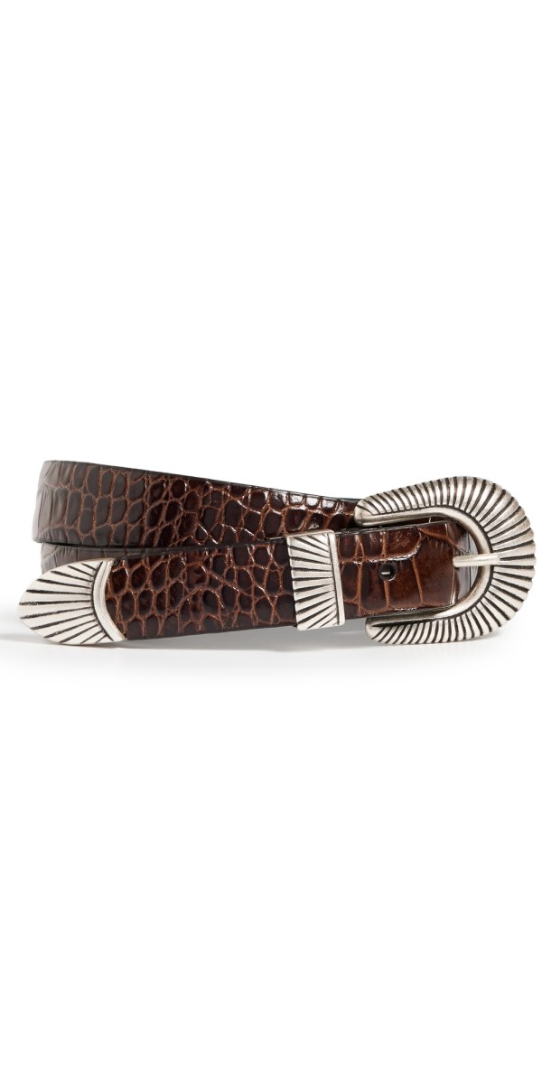 Anderson's Etched Croc Belt Dark Brown
