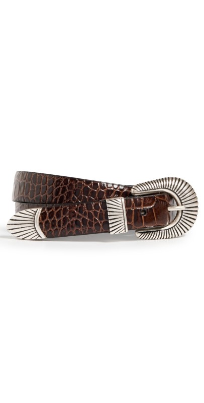 Anderson's Etched Croc Belt Dark Brown