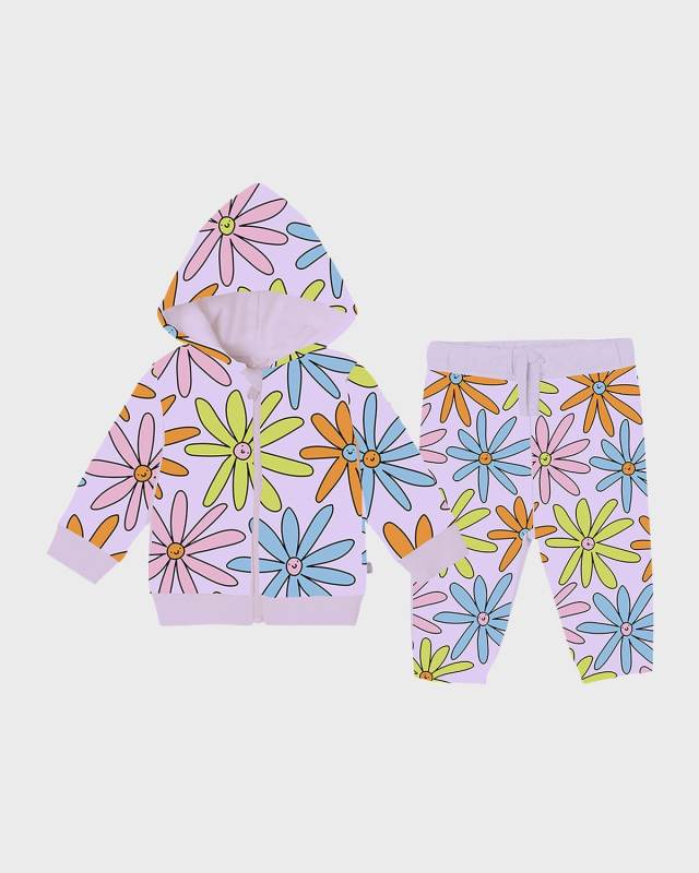 Girl's Daisy-Print Tracksuit, Size 6M-36