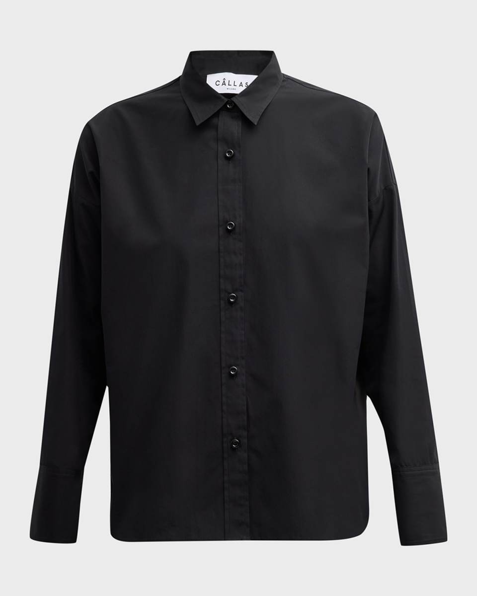Sirene Button-Down Silk Twill Scarf Shirt