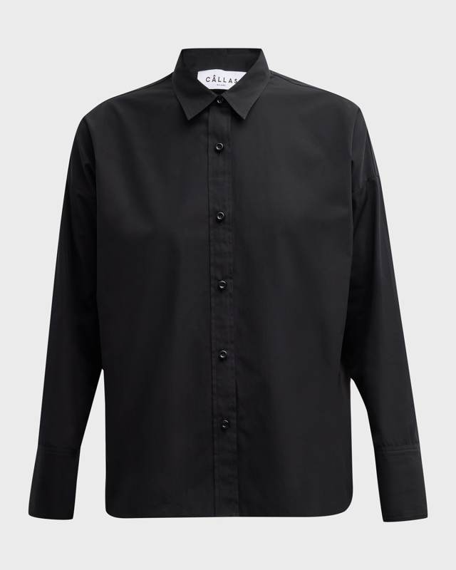 Sirene Button-Down Silk Twill Scarf Shirt